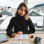 Norwegian student using spaced repetition and retrieval practice at a cozy desk