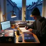 Norwegian student weighing study abroad pros and cons at a winter desk